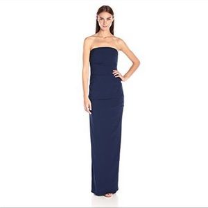 Nicole Miller Ruched Strapless Stretch Long Dress Gown